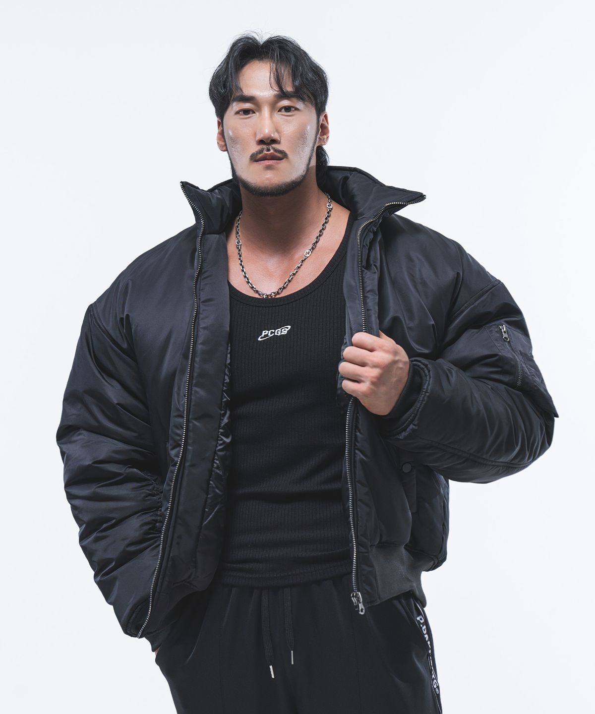 피지컬가먼츠(PHYSICAL GARMENTS) P2460 하프넥 항공 점퍼 패딩 [2 COLOR]