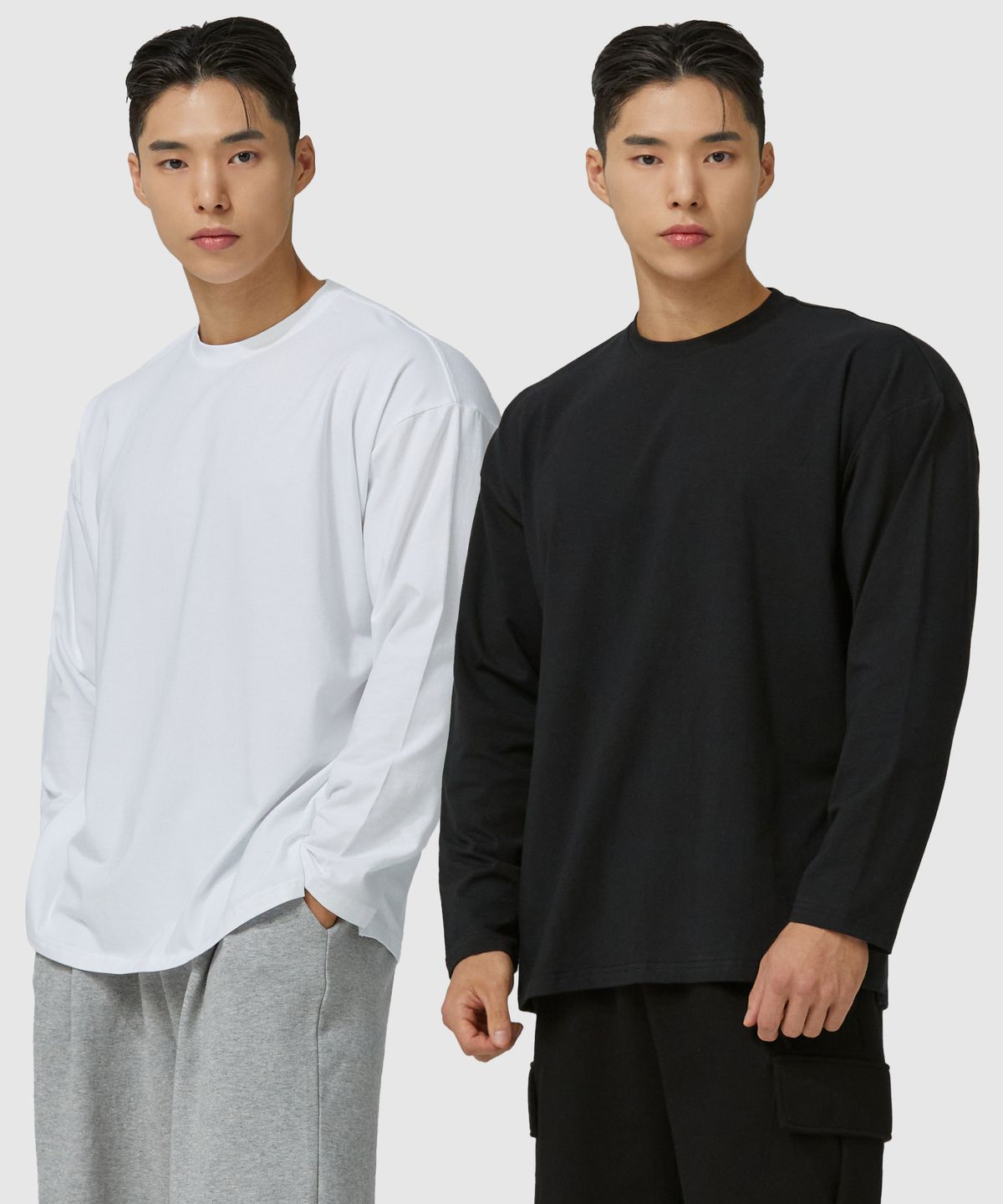 블랙몬스터핏(BLACK MONSTER FIT) [2pack] 소프트모달 크루넥 롱 슬리브(3color) / BM240722