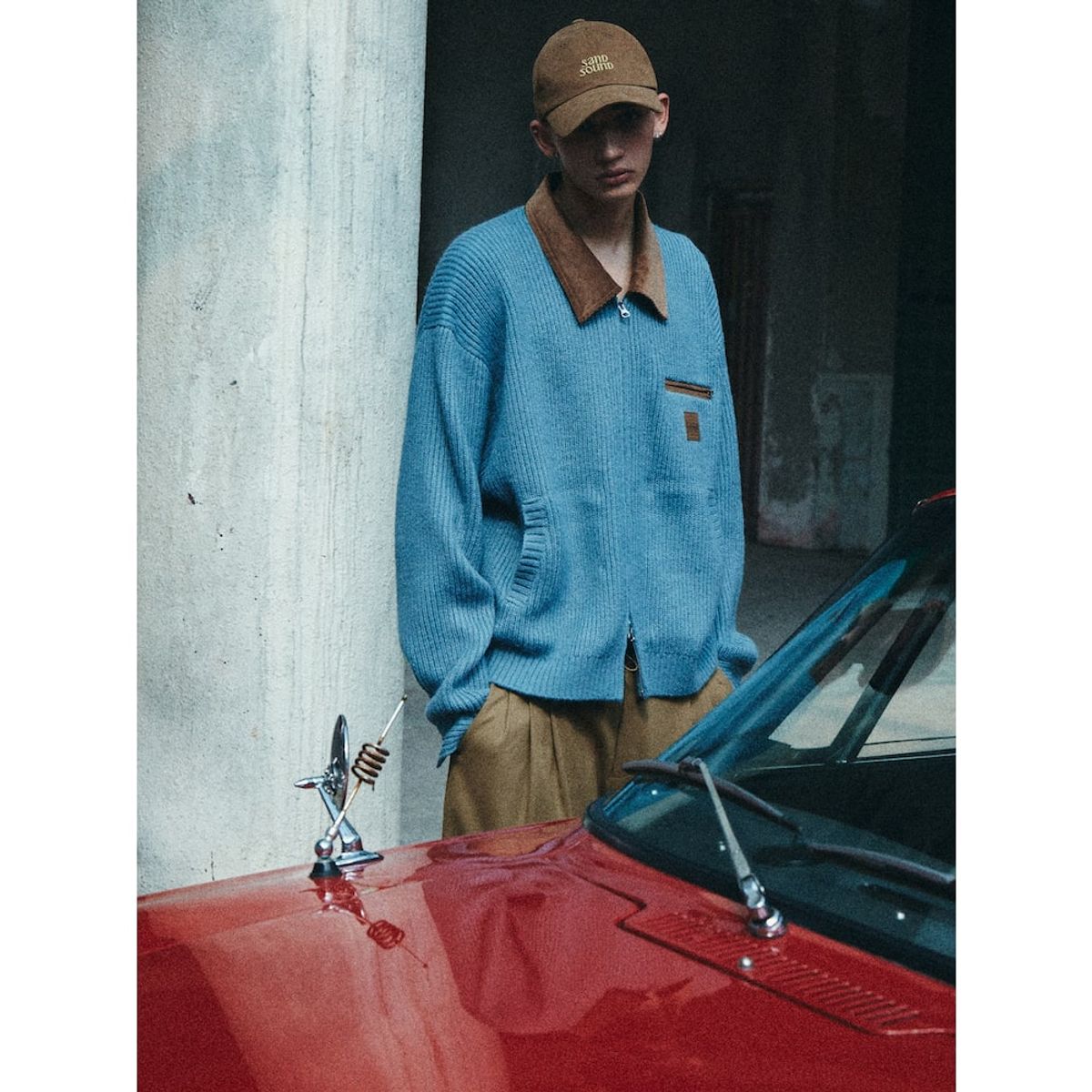 샌드 사운드(SAND SOUND) Collar Zipup Work Cardigan  Sky Blue