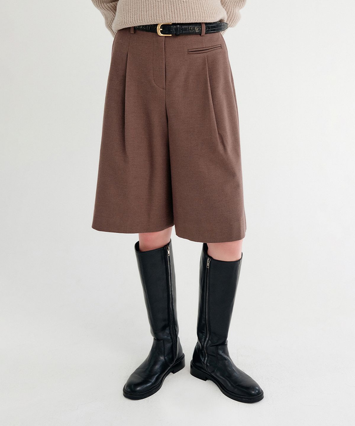 룩캐스트(LOOKAST) 코이 울 버뮤다 하프 팬츠_브라운 / COII WOOL BERMUDA HALF PANTS_BROWN
