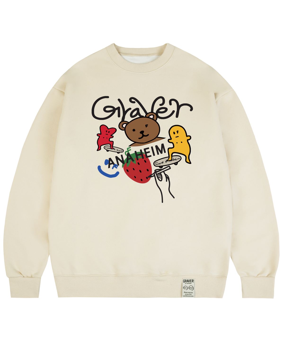 그레이버(GRAVER) [UNISEX]그래픽 스케치 맨투맨_크림