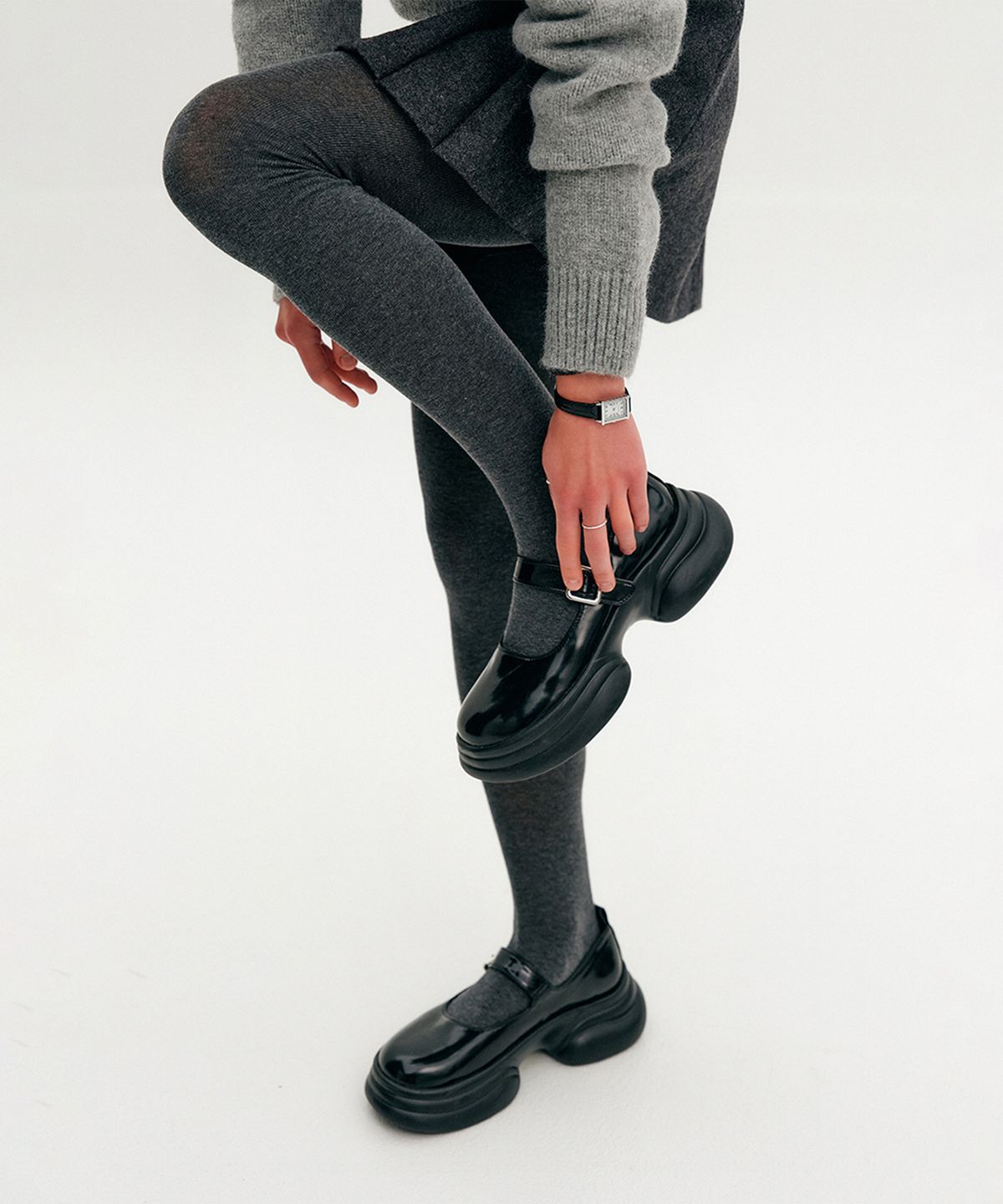룩캐스트(LOOKAST) 자넷 코튼 타이즈_차콜 / JANET COTTEN TIGHTS_CHARCOAL