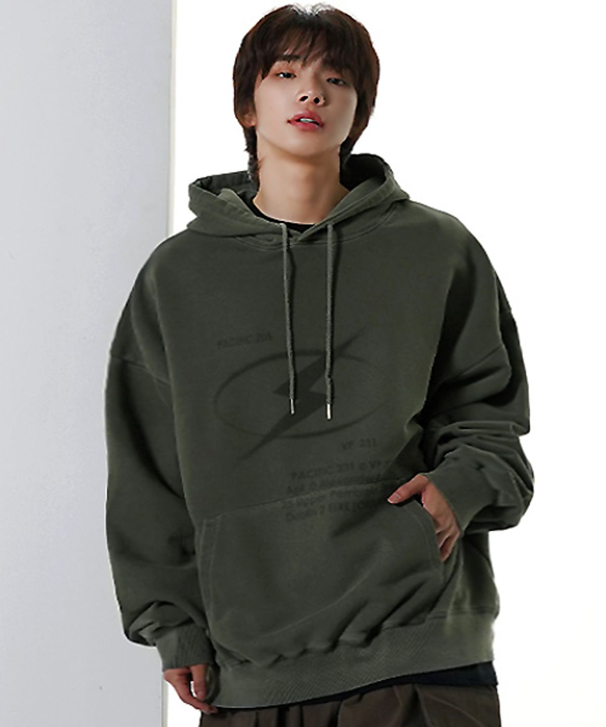 더마일(THEMILE) 라이트닝 데커 스웨트 후드 PIGMENT KHAKI