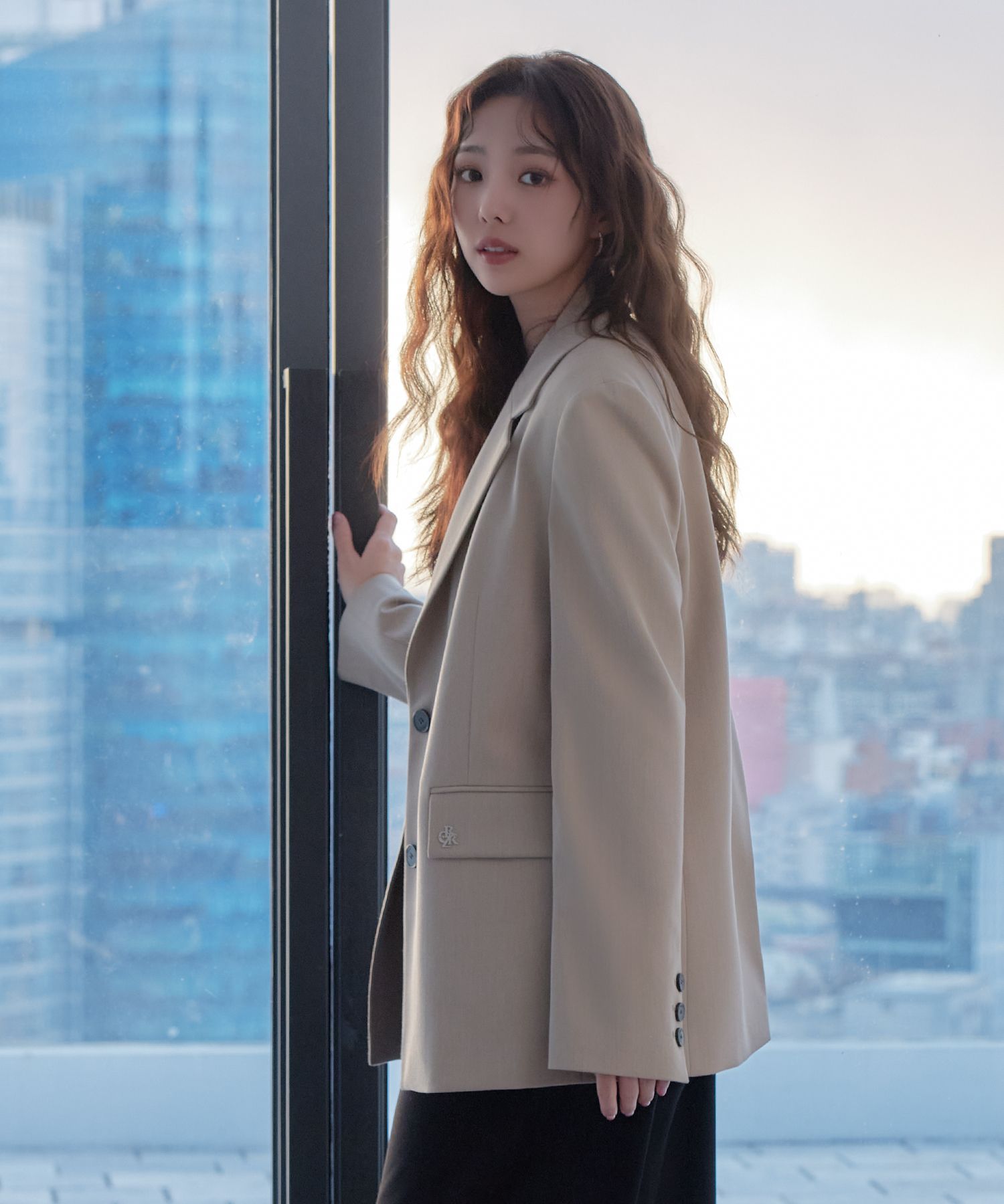 CITYBREEZE WOMAN ■ Loose Fit Diagonal Slit Single Jacket MUSINSA公式 | CITYBREEZE WOMAN Loose fit diagonal cut single