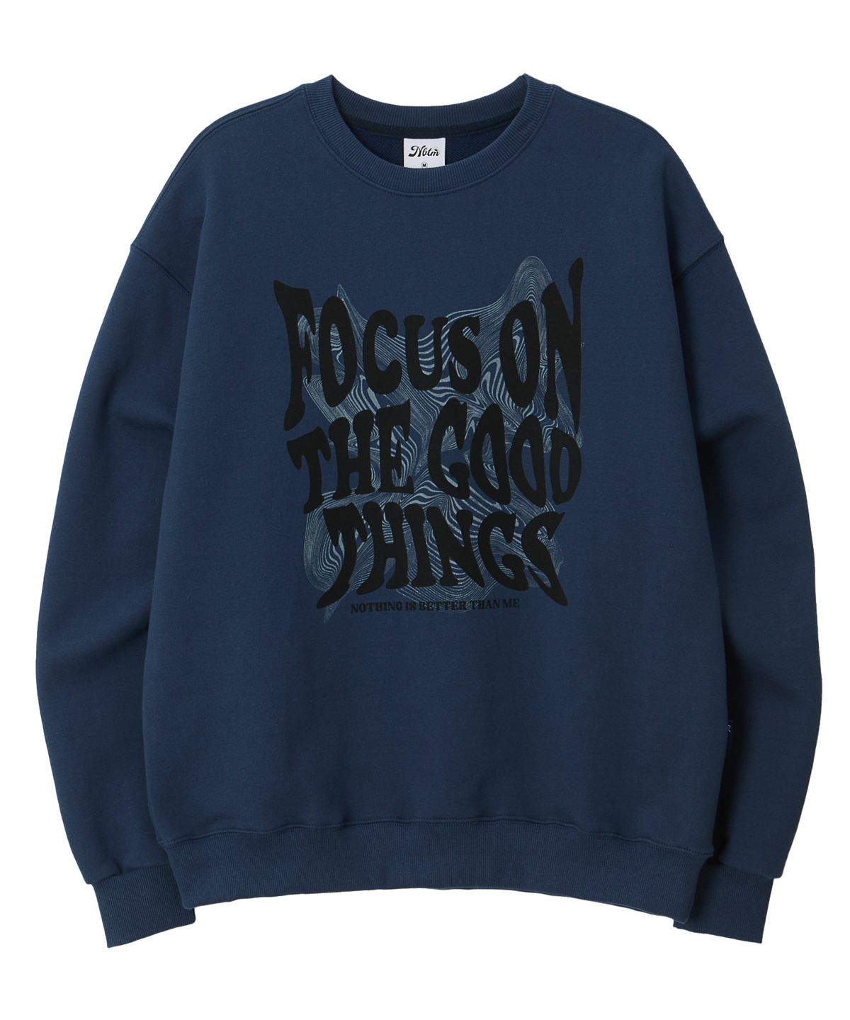 낫띵이즈베럴댄미(NOTHINGISBETTERTHANME) GEOMETRY LETTERING SWEATSHIRT_deep blue