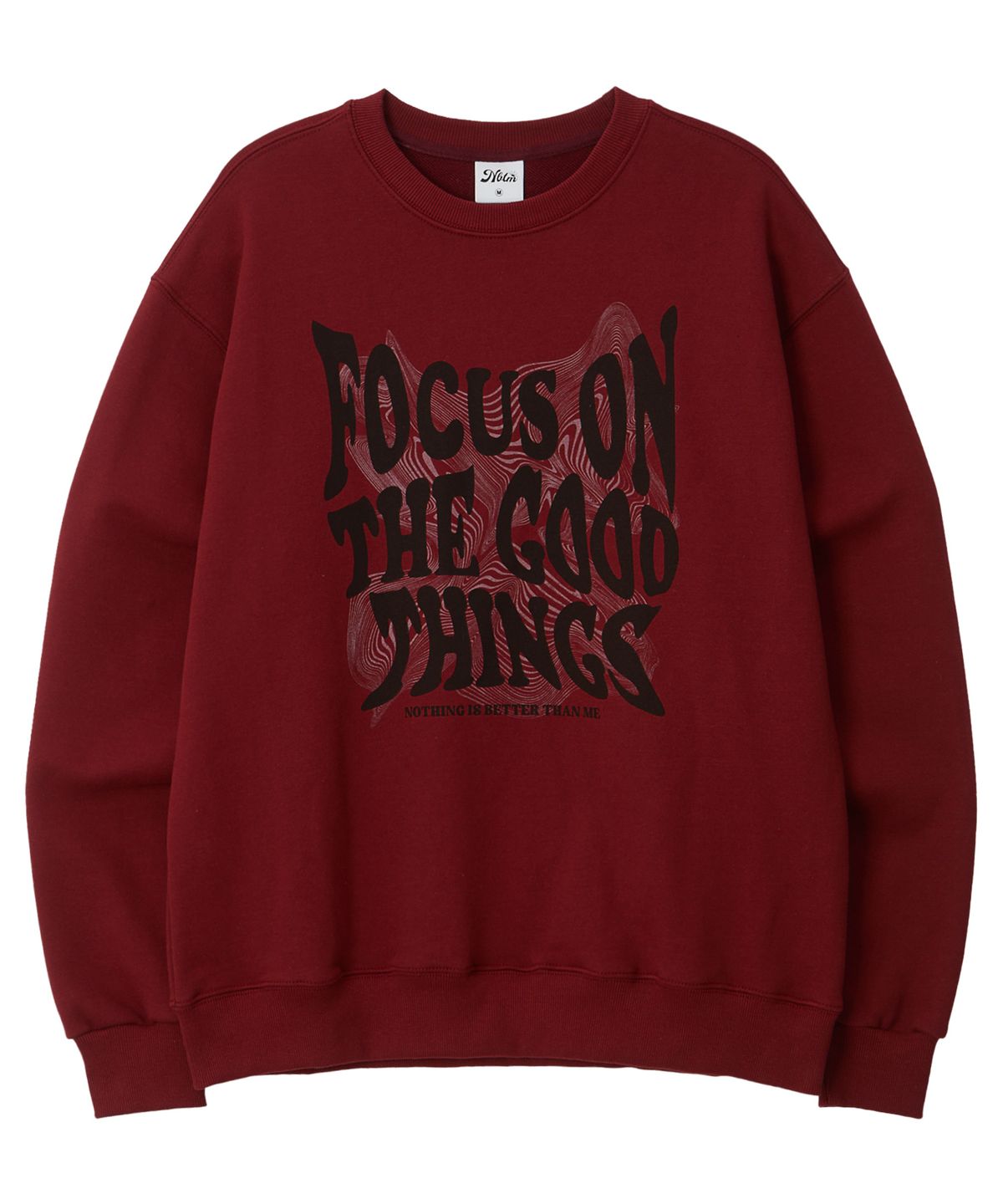 낫띵이즈베럴댄미(NOTHINGISBETTERTHANME) GEOMETRY LETTERING SWEATSHIRT_burgundy