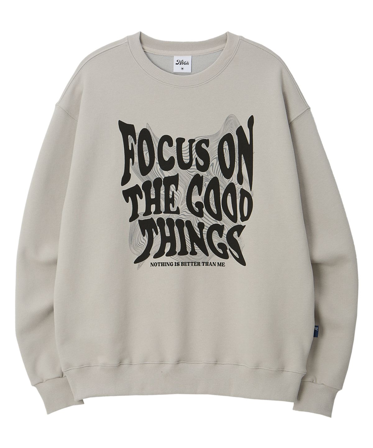 낫띵이즈베럴댄미(NOTHINGISBETTERTHANME) GEOMETRY LETTERING SWEATSHIRT_waem grey