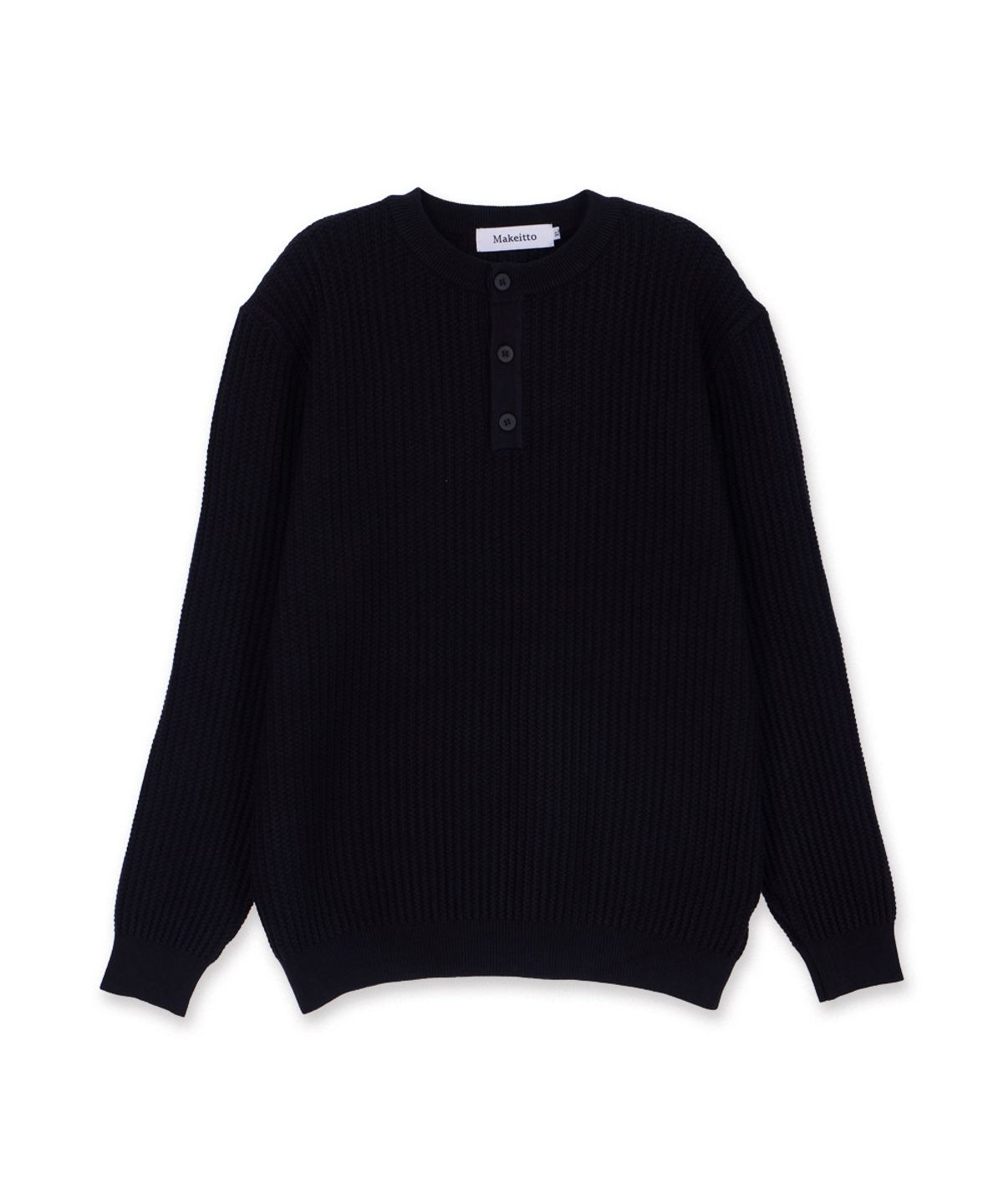 메이킷투(MAKEITTO) 데일리 비스코스 헨리넥 니트_블랙