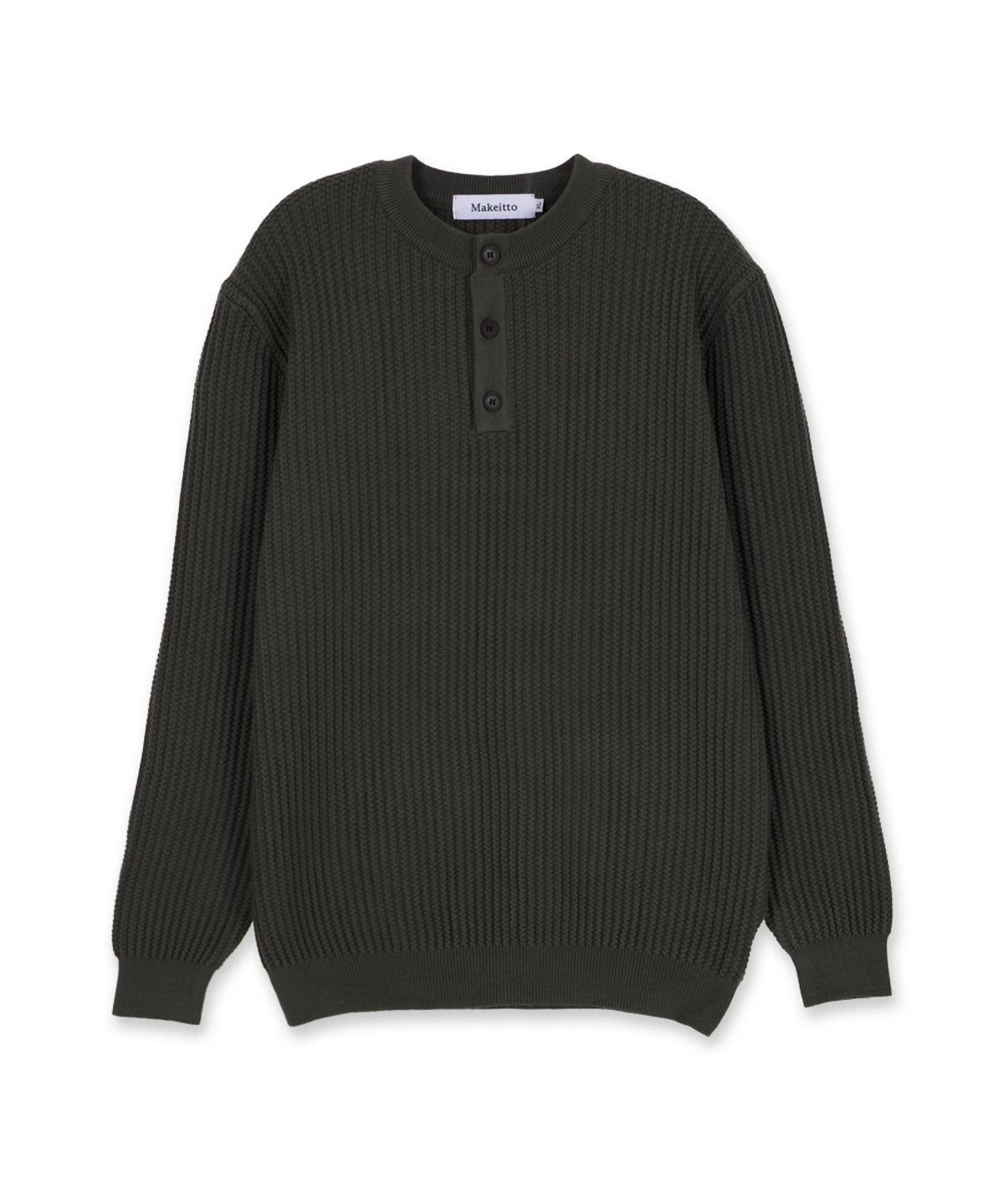 메이킷투(MAKEITTO) 데일리 비스코스 헨리넥 니트_카키