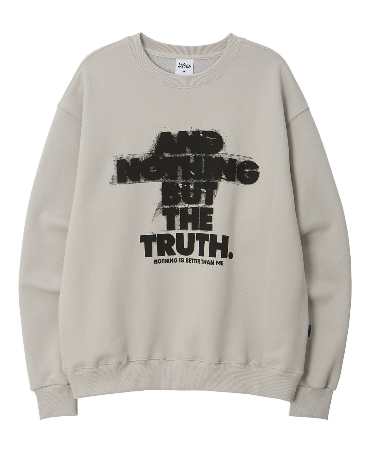 낫띵이즈베럴댄미(NOTHINGISBETTERTHANME) SCRATCH LETTERING SWEATSHIRT_waem grey