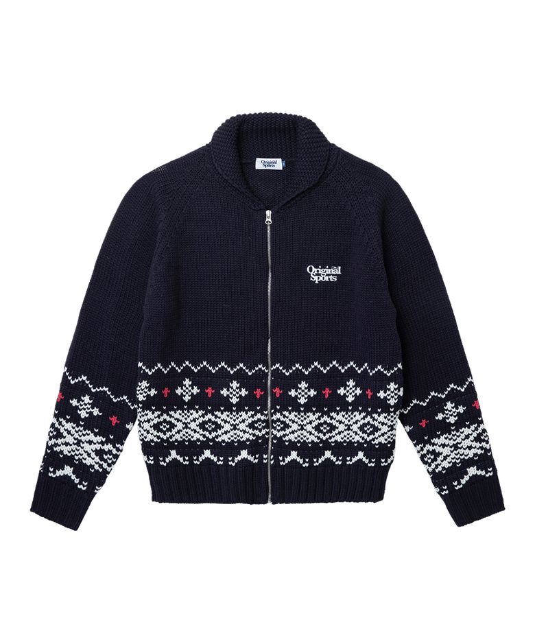 NORDIC GRAPHIC POINT CARDIGAN NAVY