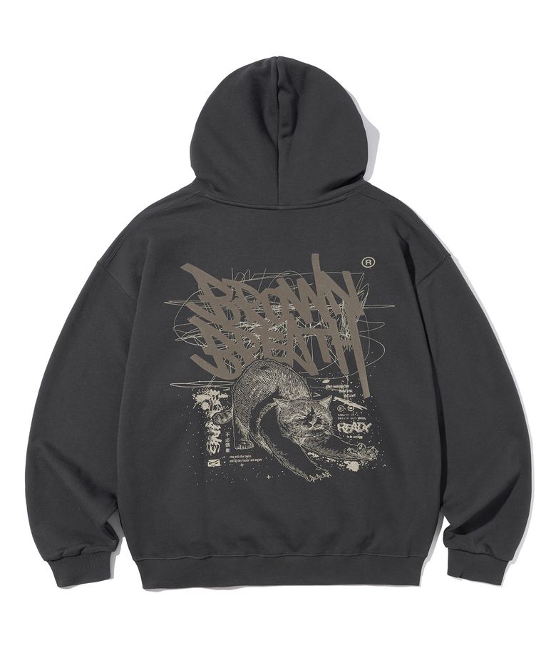 KITTY TAG HOODIE - CHARCOAL