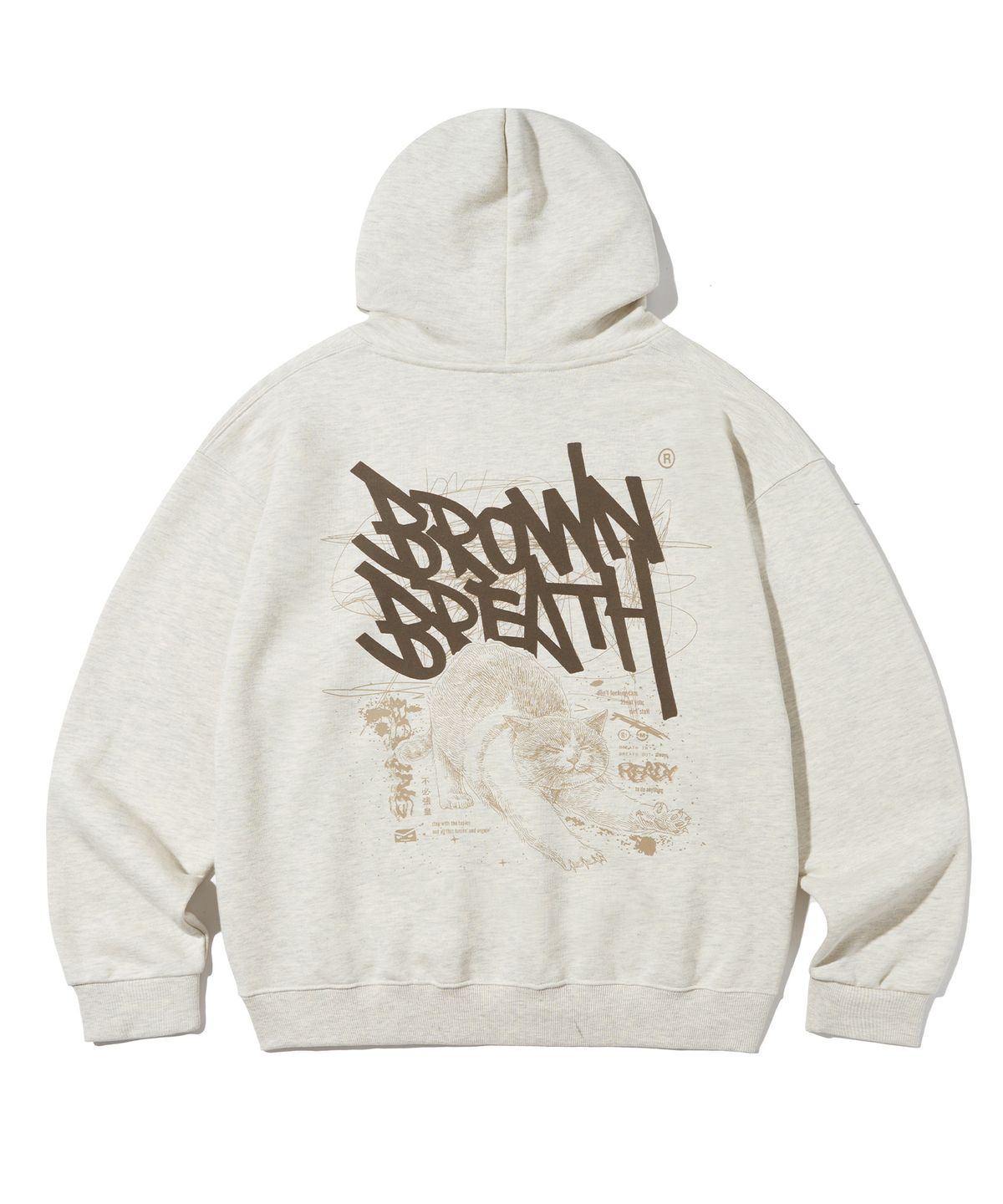 브라운브레스(BROWNBREATH) KITTY TAG HOODIE - OATMEAL