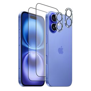 아이폰16 9H 지문인식 풀커버 액정보호필름 2매 + 카메라 렌즈 보호필름 2매