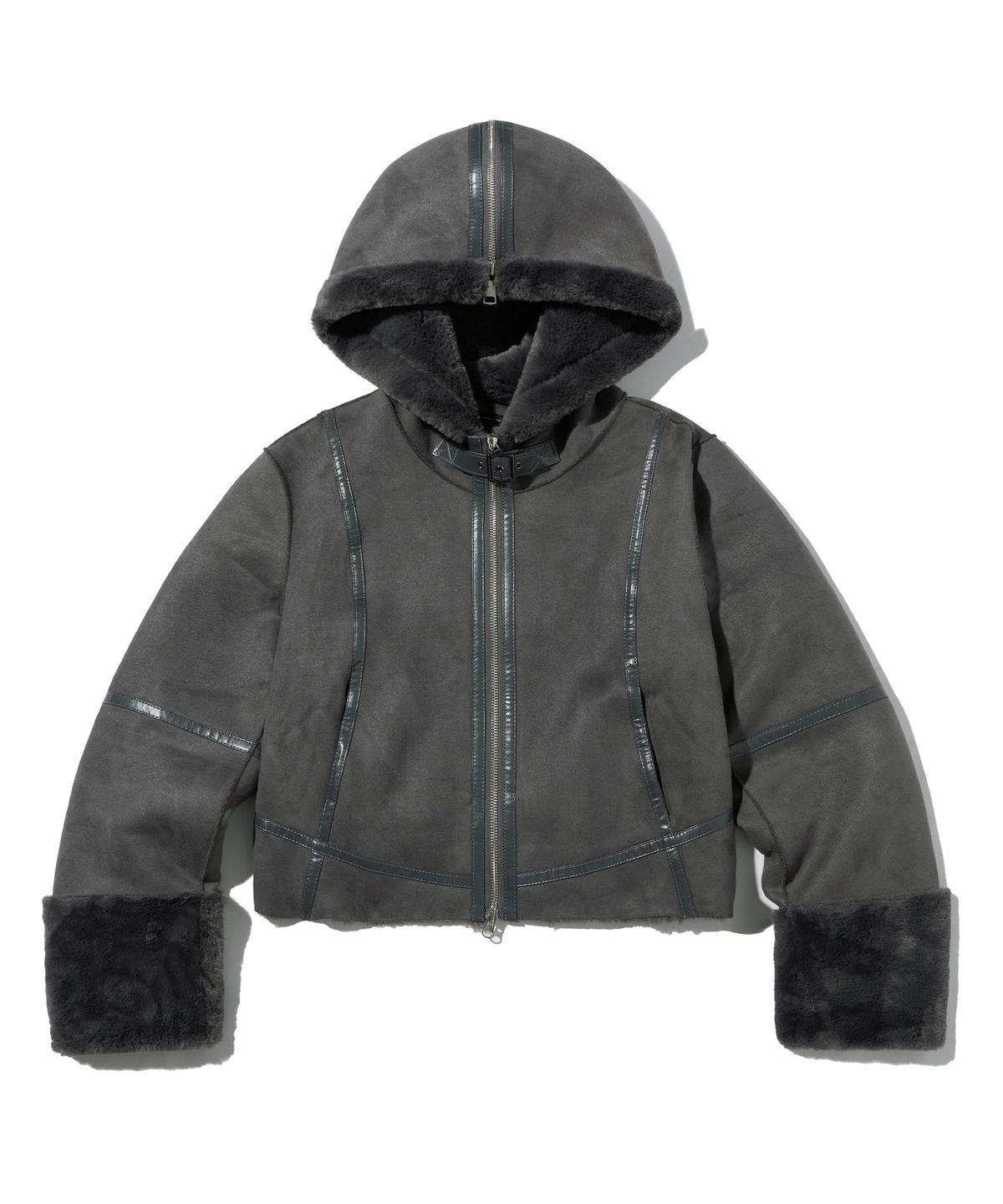 브라운브레스(BROWNBREATH) W TAG SHEARING HOOD JACKET - GREY
