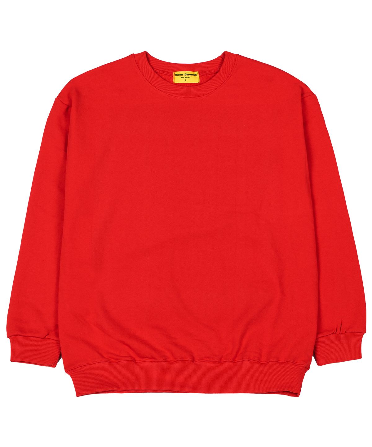 유니온가먼츠(UNION GARMENTS) 쭈리 무지 오버핏 맨투맨 티셔츠 레드