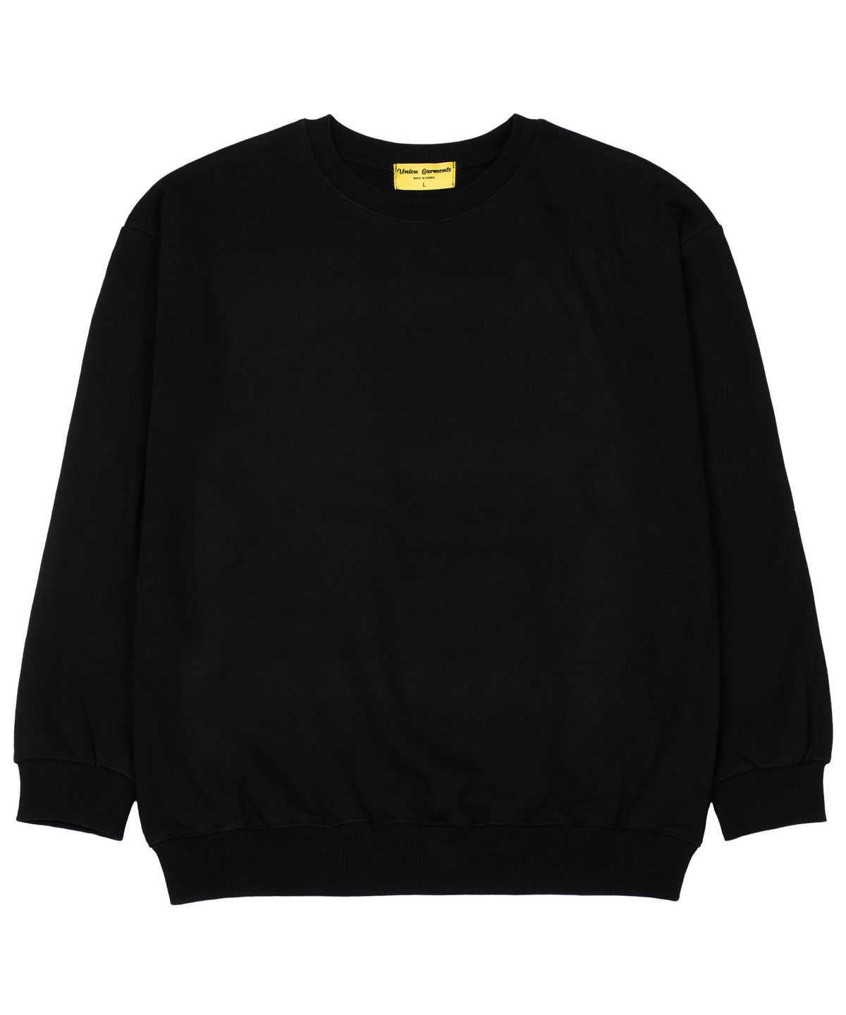 유니온가먼츠(UNION GARMENTS) 쭈리 무지 오버핏 맨투맨 티셔츠 블랙