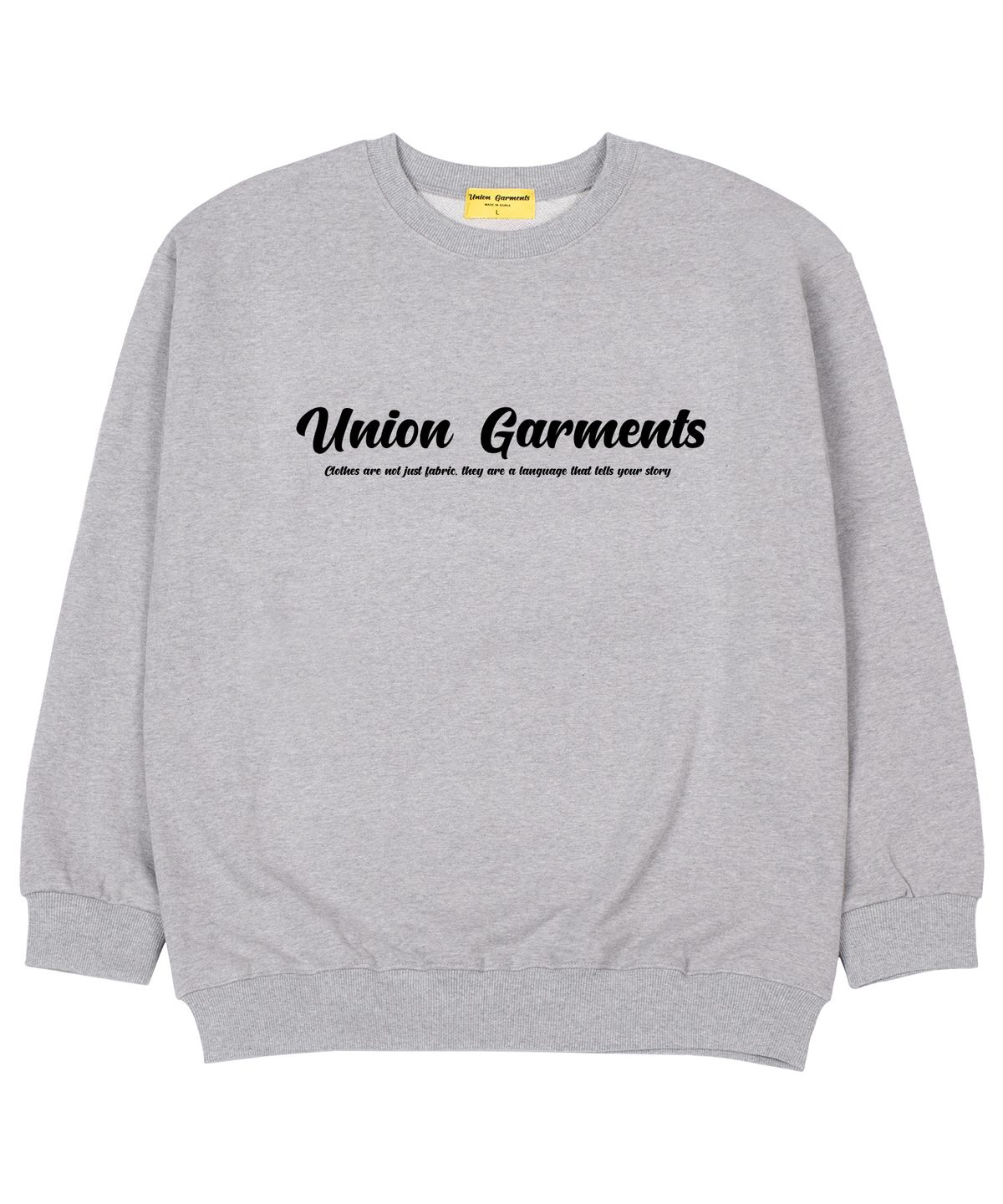 유니온가먼츠(UNION GARMENTS) 가먼츠로고 쭈리 오버핏 맨투맨 티셔츠 그레이