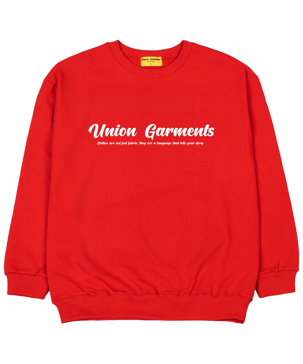 유니온가먼츠(UNION GARMENTS) 가먼츠로고 쭈리 오버핏 맨투맨 티셔츠 레드