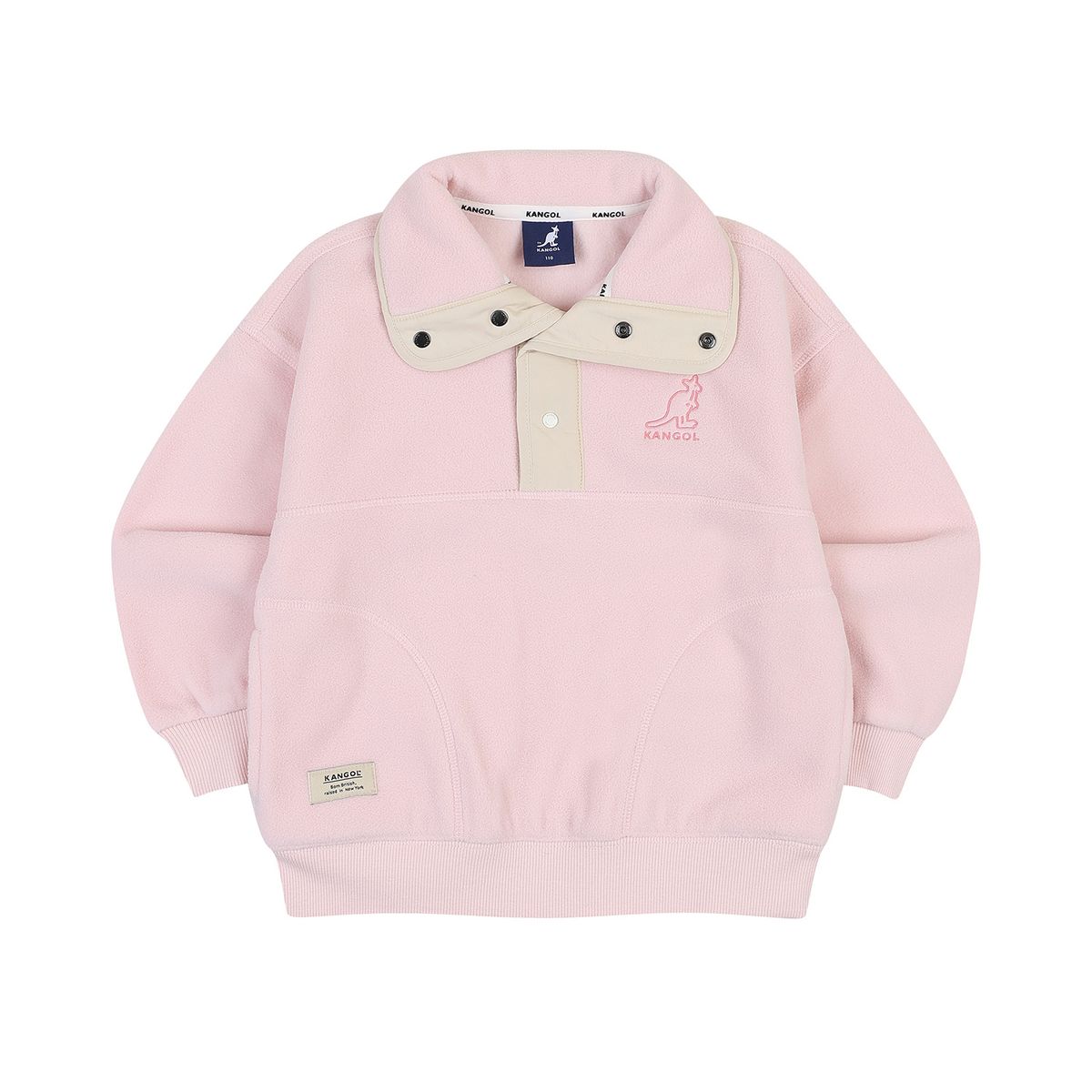 캉골키즈(KANGOL KIDS) 플리스 버튼 넥 스웻셔츠 QD 0012 핑크