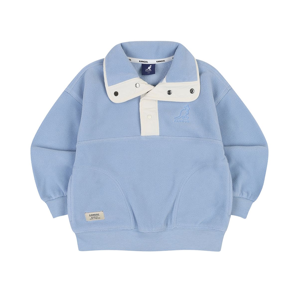 캉골키즈(KANGOL KIDS) 플리스 버튼 넥 스웻셔츠 QD 0012 블루
