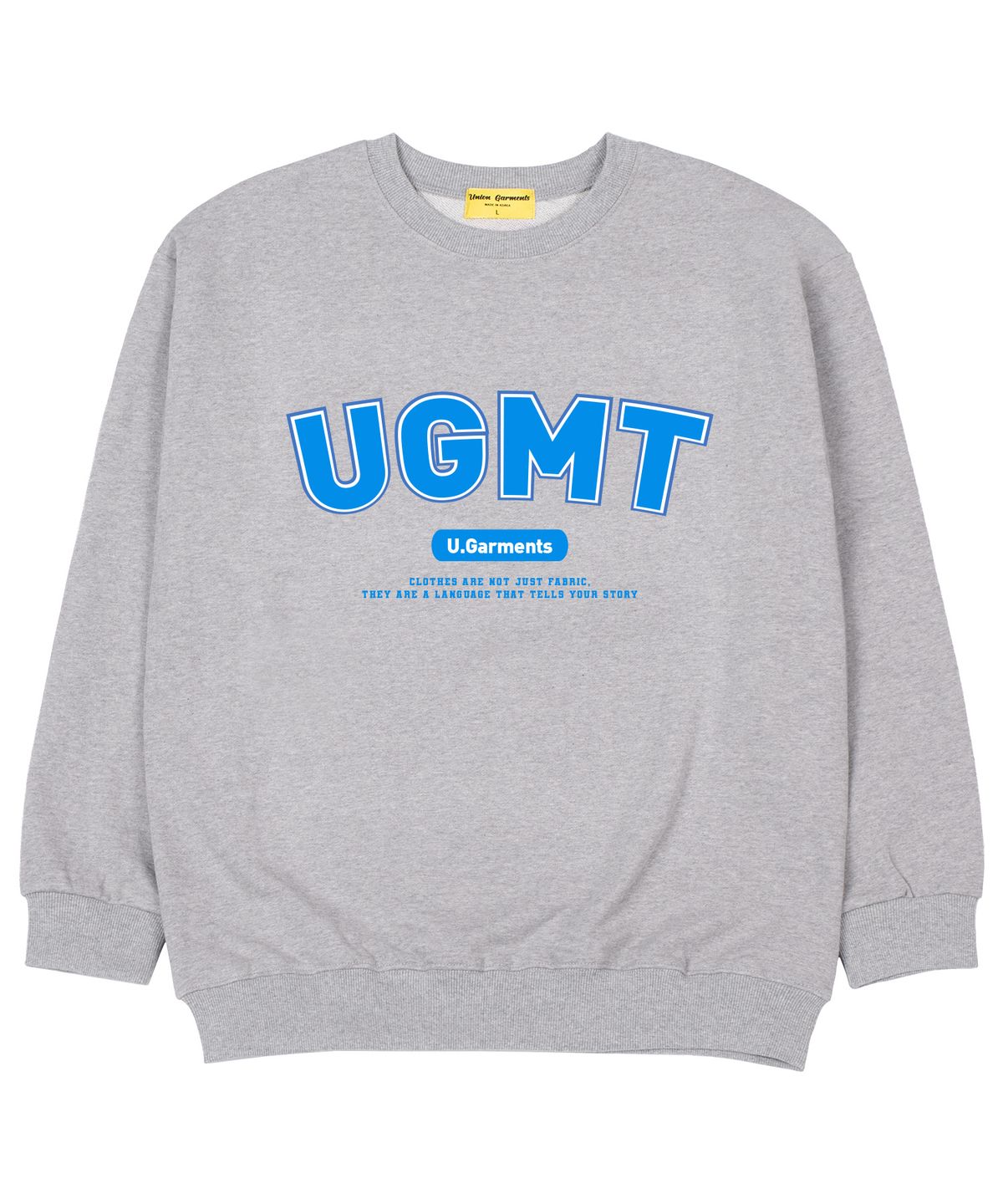 유니온가먼츠(UNION GARMENTS) UGMT로고 쭈리 오버핏 맨투맨 티셔츠 그레이