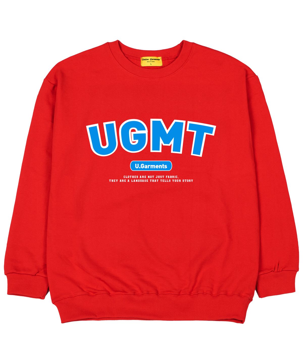 유니온가먼츠(UNION GARMENTS) UGMT로고 쭈리 오버핏 맨투맨 티셔츠 레드