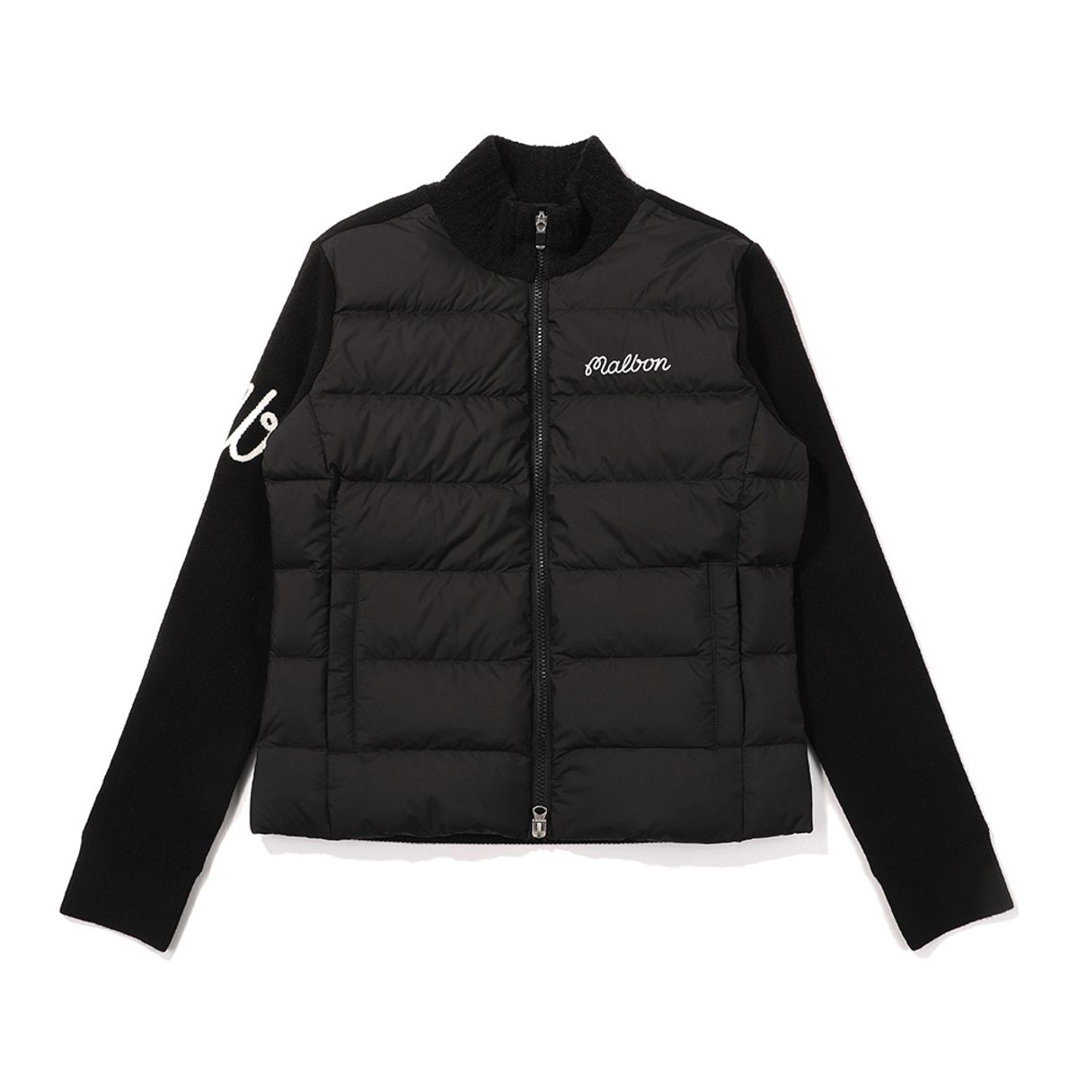 말본 골프(MALBON GOLF) 하이넥 하이브리드 집업 니트 가디건 BLACK (WOMAN)