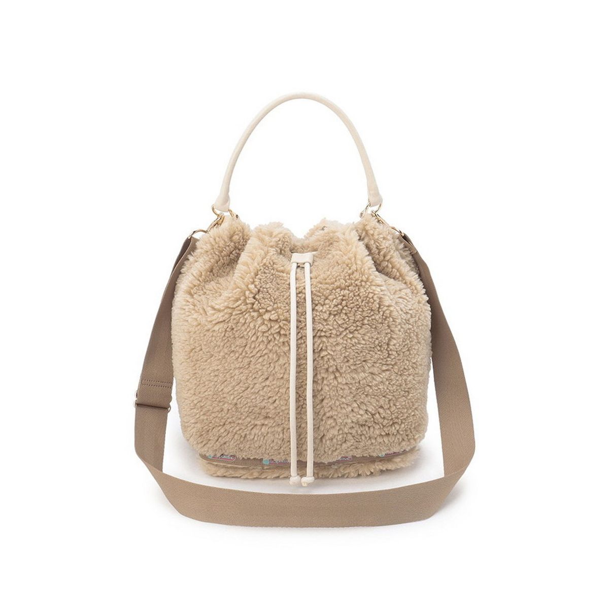 레스포색(LESPORTSAC) 퍼스트 웜 베이지 퍼 미디움 드로우스트링 숄더백 [1062.HB89]