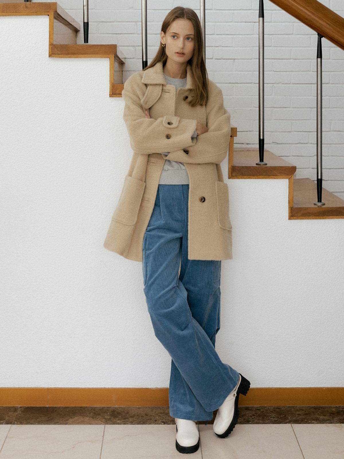 헌치(HUNCH) Coduroy one-tuck cargo pants (2color)