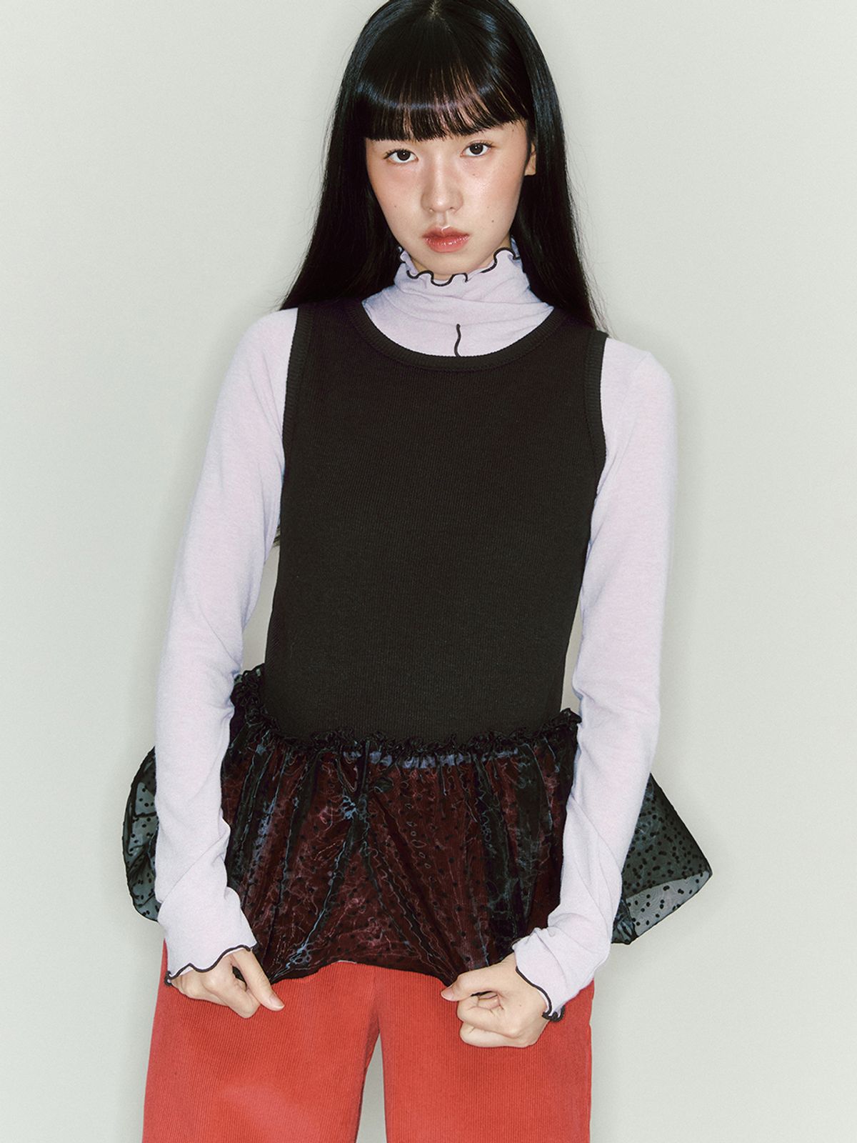 가니송(GANISONG) 도트 펌킨 뷔스티에_블랙