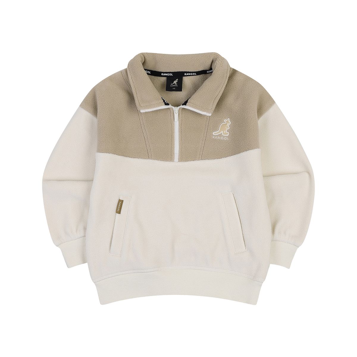 캉골키즈(KANGOL KIDS) 컬러 블록 플리스 하프 짚업 QD 0008 아이보리