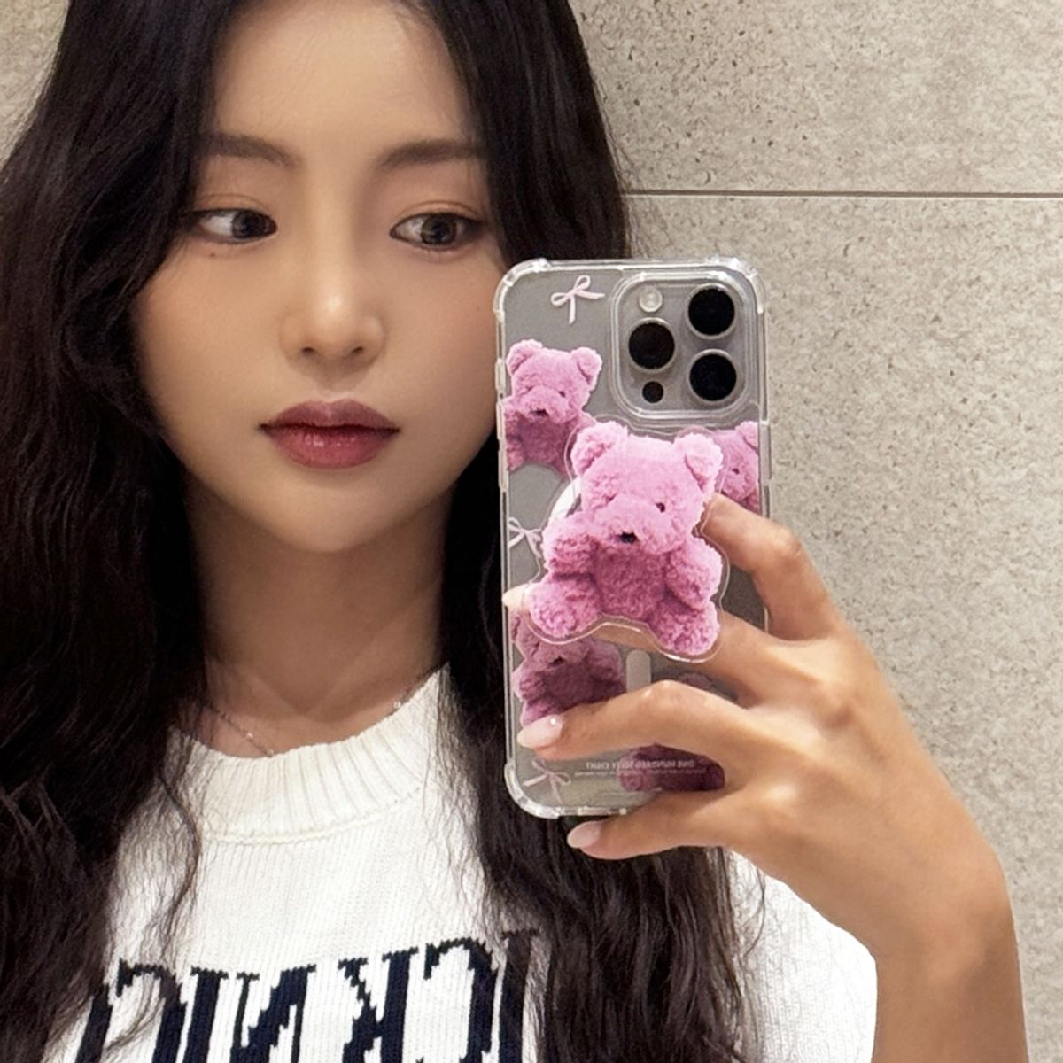 일육팔센치케이스(168CM) 아이폰 맥세이프 그립 스마트톡 거치대 러블리 핑크베어