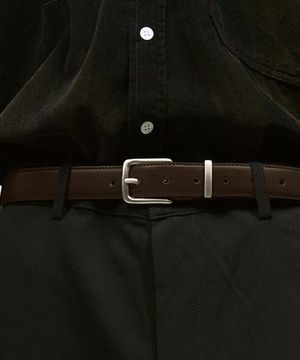 카우하이드 볼륨 미니멀 벨트 BROWN