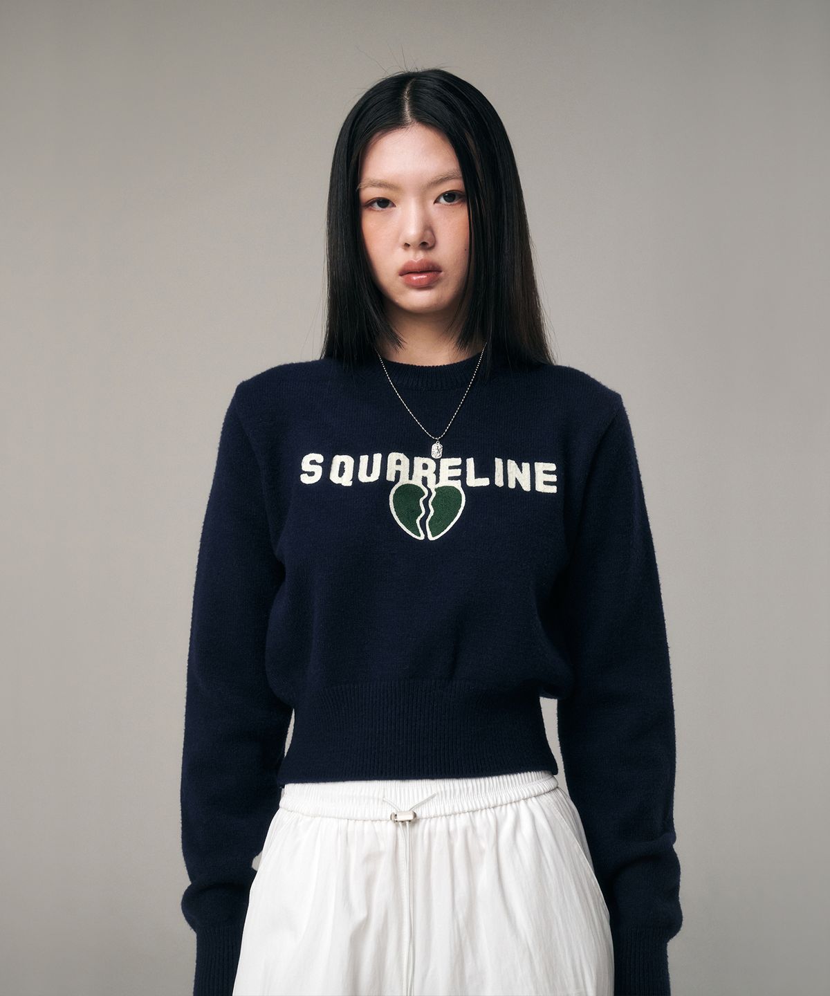 스퀘어라인(SQUARELINE) Break Heart Crop Knit_ 3color