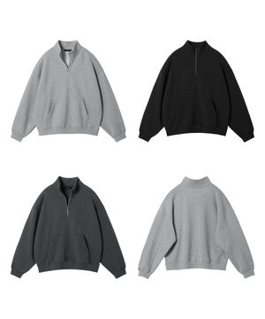 ( 2Pack ) 오버핏 절개라인 스웨트 하프집업 ( 3Color )