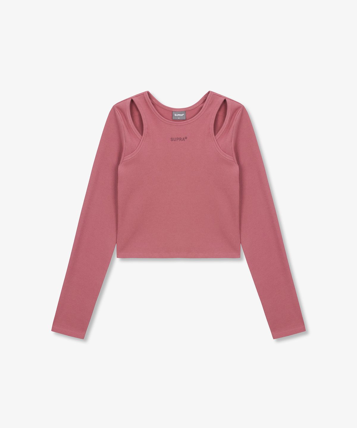 수프라(SUPRA) 여성 컷아웃 긴팔 크롭 티셔츠(PINK)