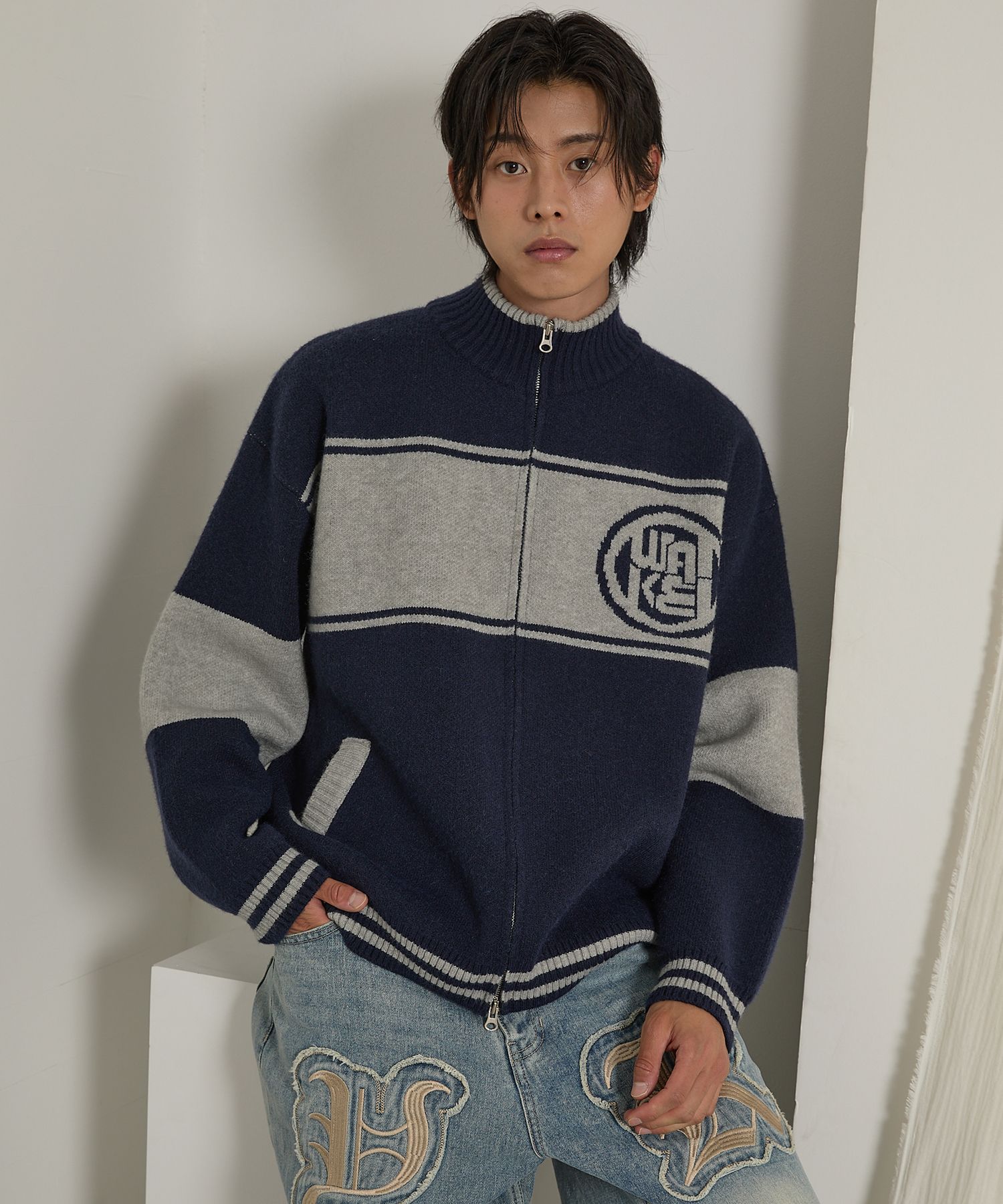 さらに100円引き◆WAI KEI◆Color block marine cardigan Color block marine cardigan IVORY - waikei