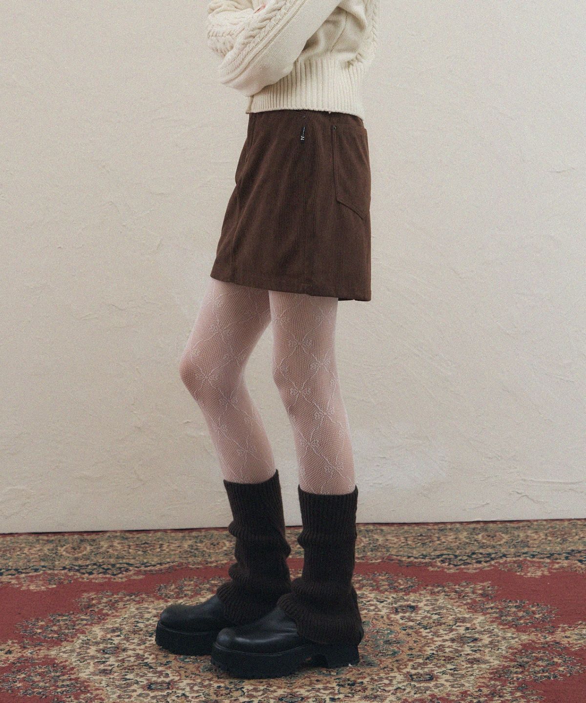 레더리(LEATHERY) 코듀로이 미니 스커트 [BROWN]