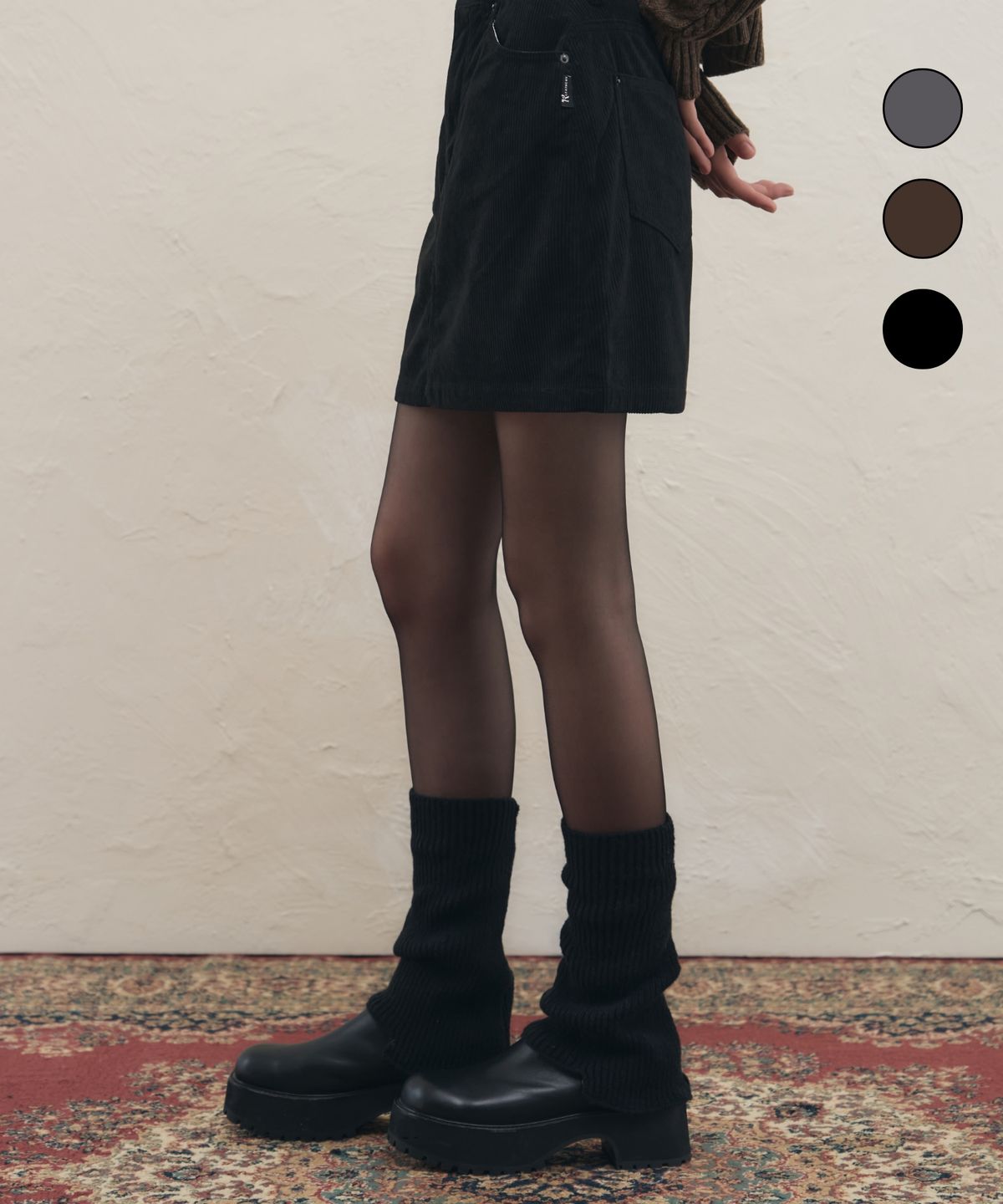 레더리(LEATHERY) 소프트 리브드 레그 워머 [3COLOR]