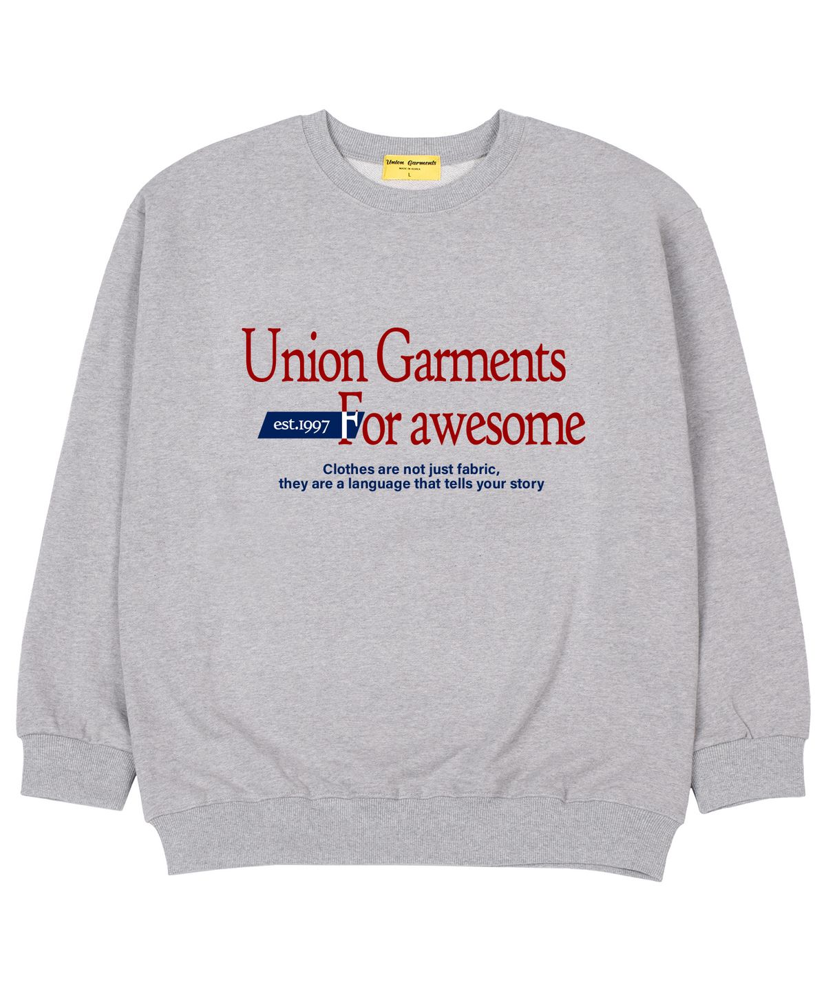 유니온가먼츠(UNION GARMENTS) 폴어썸가먼츠 쭈리 오버핏 맨투맨 티셔츠 그레이