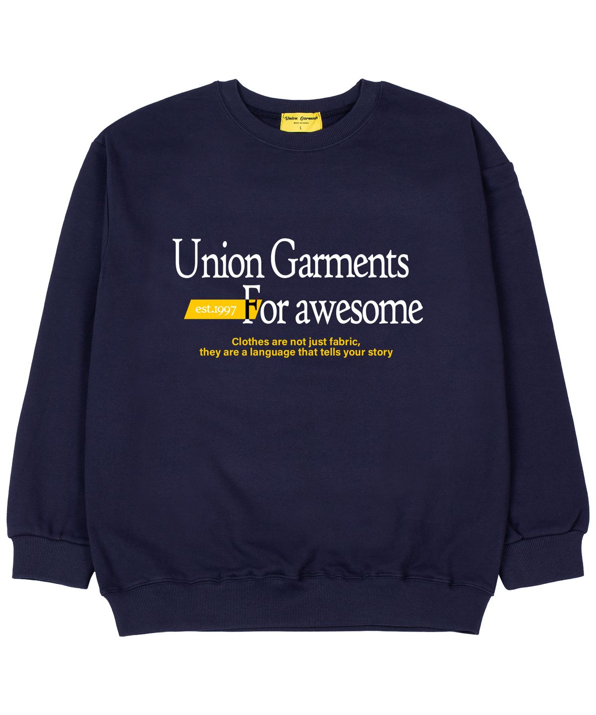 유니온가먼츠(UNION GARMENTS) 폴어썸가먼츠 쭈리 오버핏 맨투맨 티셔츠 네이비