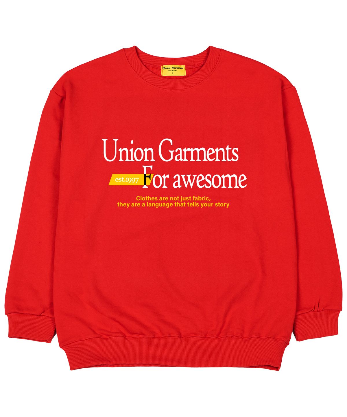 유니온가먼츠(UNION GARMENTS) 폴어썸가먼츠 쭈리 오버핏 맨투맨 티셔츠 레드
