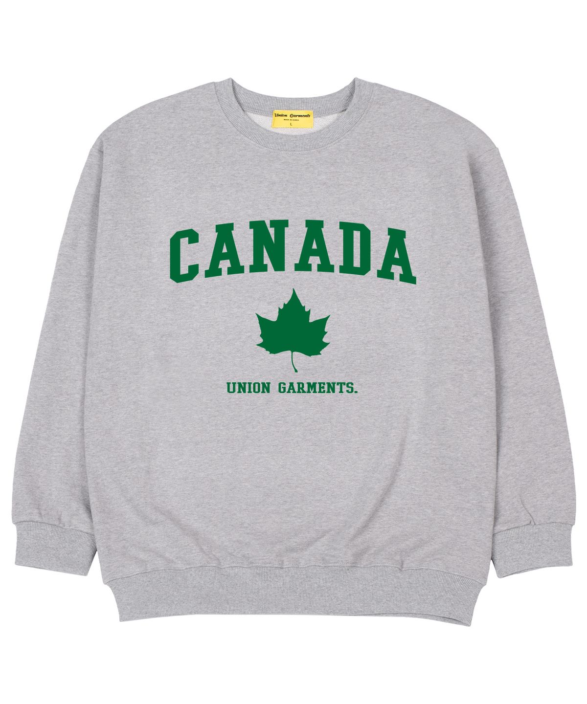 유니온가먼츠(UNION GARMENTS) 캐나다 쭈리 오버핏 맨투맨 티셔츠 그레이