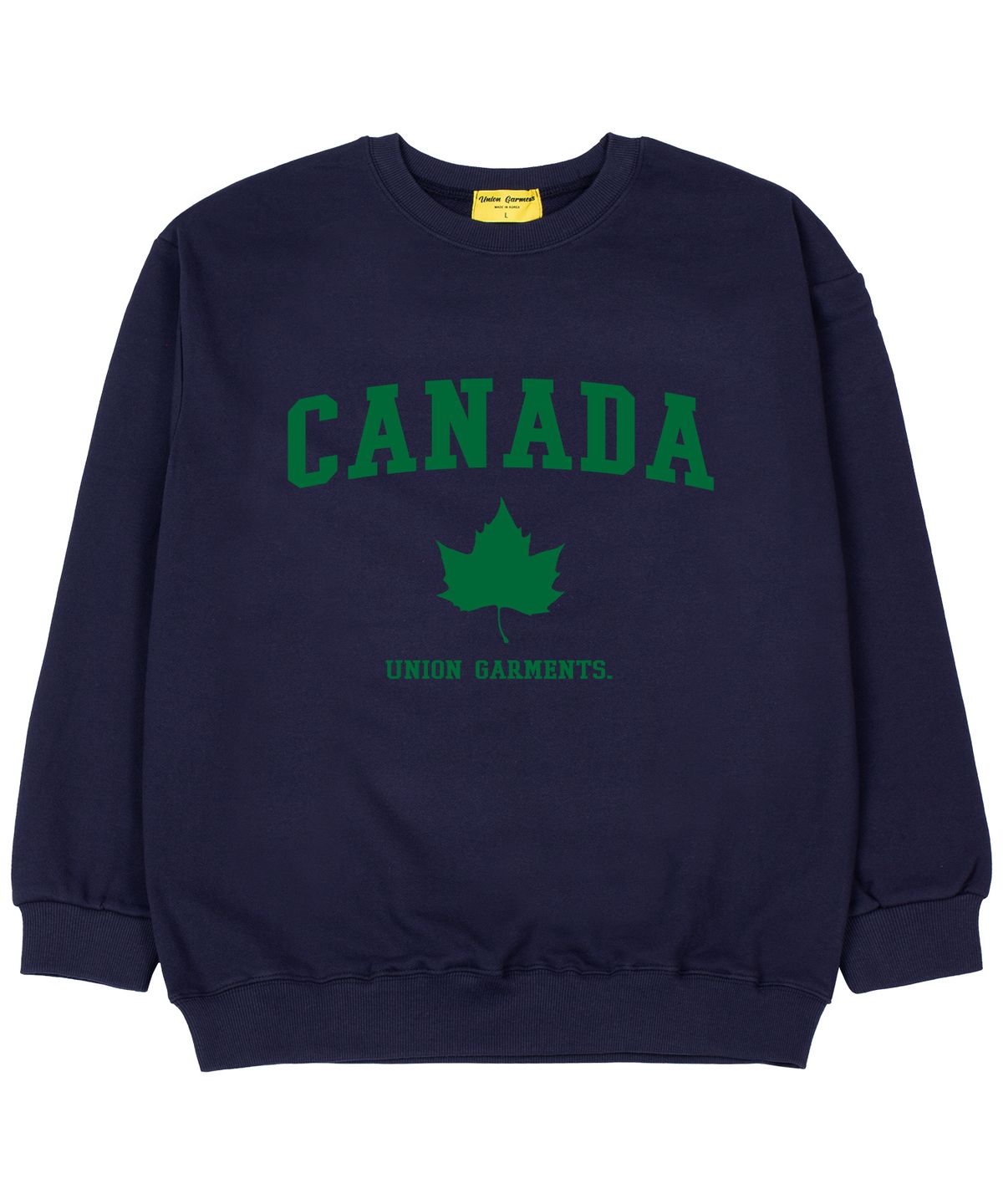유니온가먼츠(UNION GARMENTS) 캐나다 쭈리 오버핏 맨투맨 티셔츠 네이비