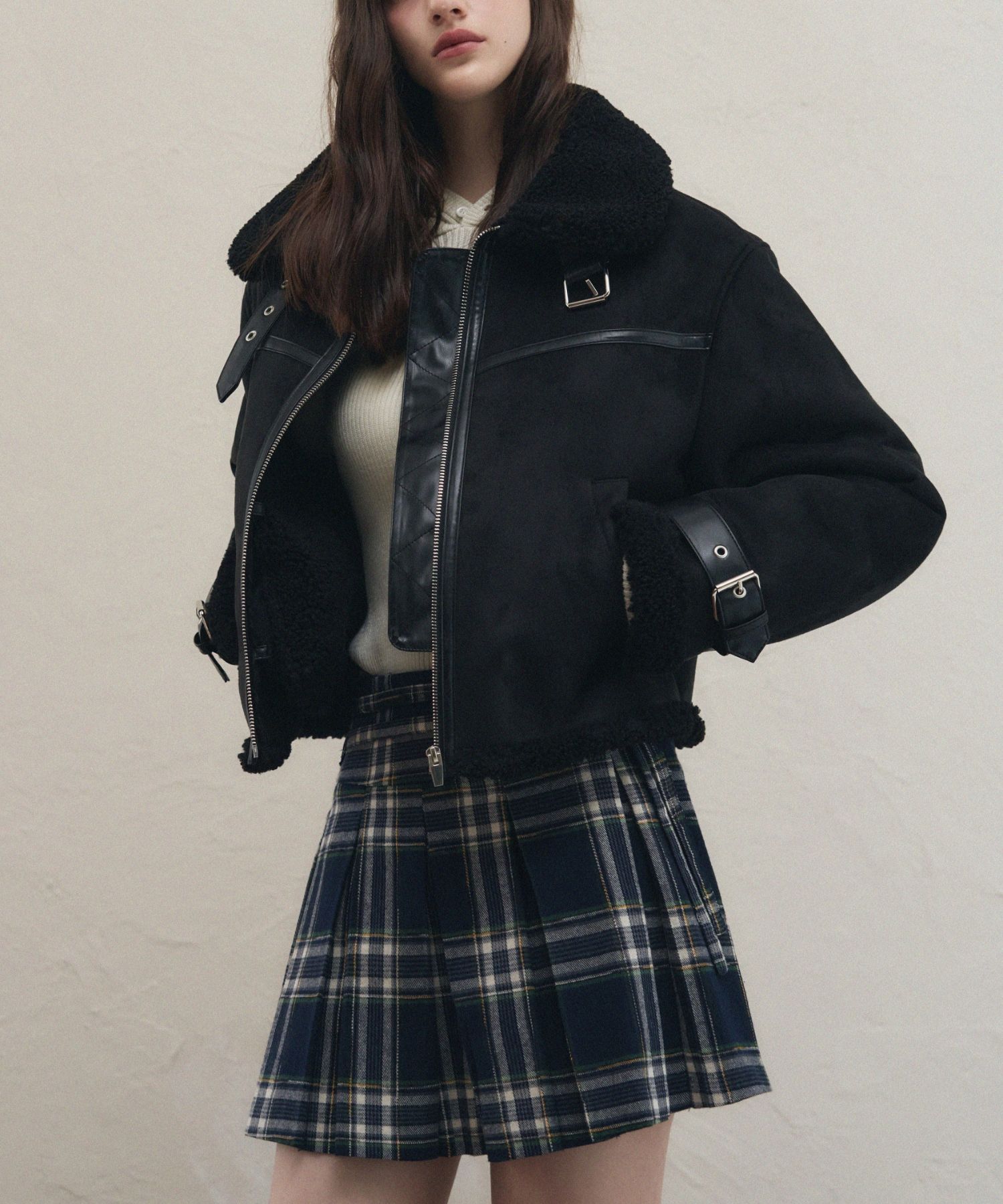 MUSINSA | LEATHERY Oblique Suede Mustang Jacket [BLACK]