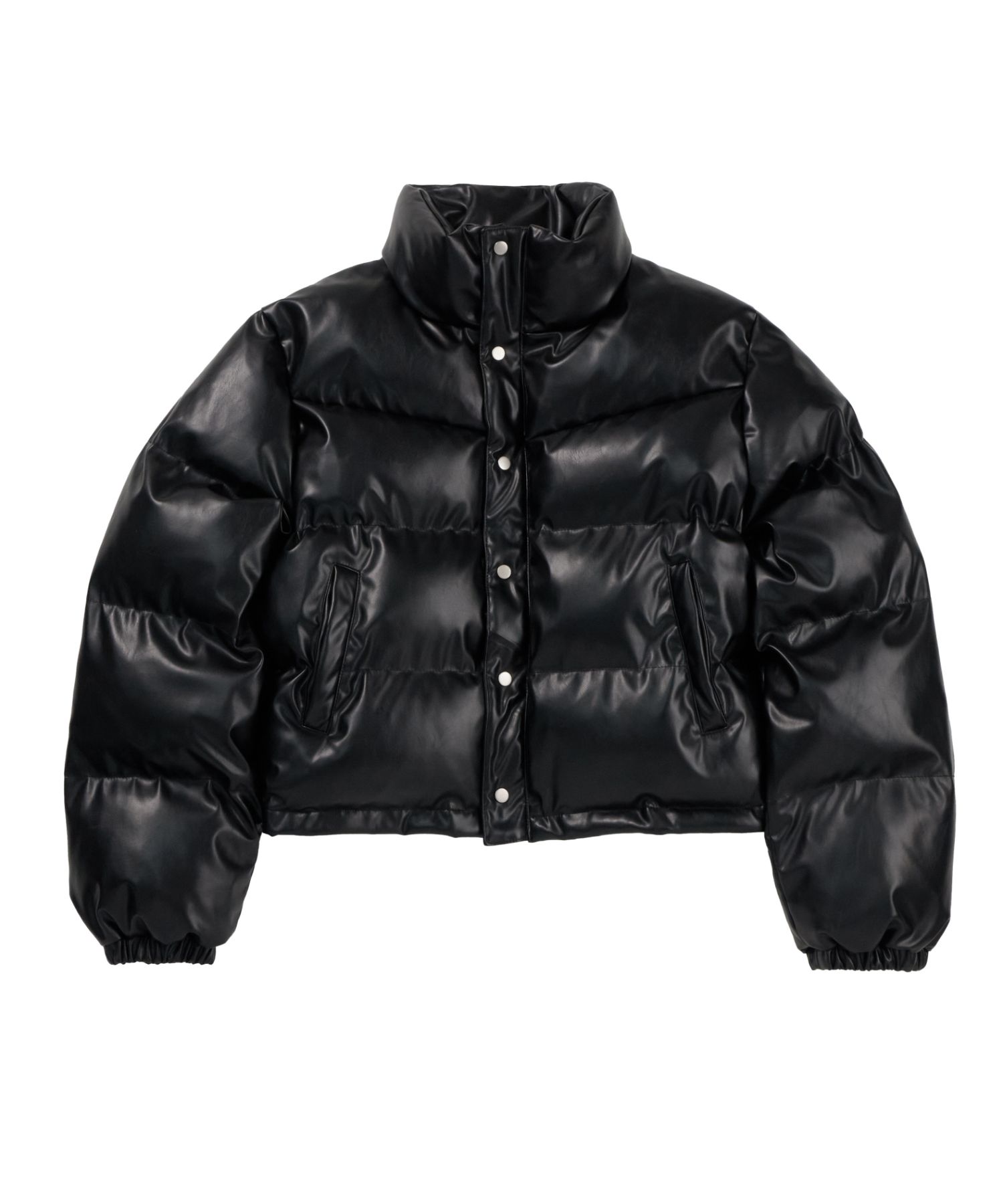MUSINSA LEATHERY Leather Puffer Jacket [BLACK]