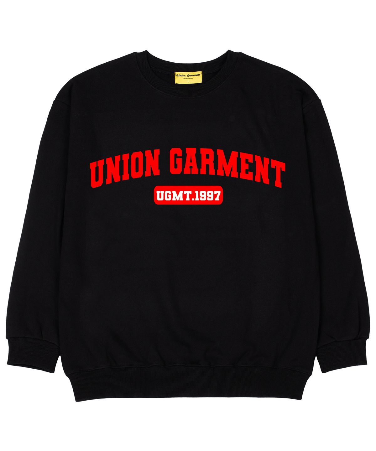 유니온가먼츠(UNION GARMENTS) 아치유니온가먼츠 쭈리 오버핏 맨투맨 티셔츠 블랙
