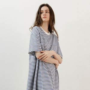 엠버 스트라이프 원피스 잠옷 인디블루