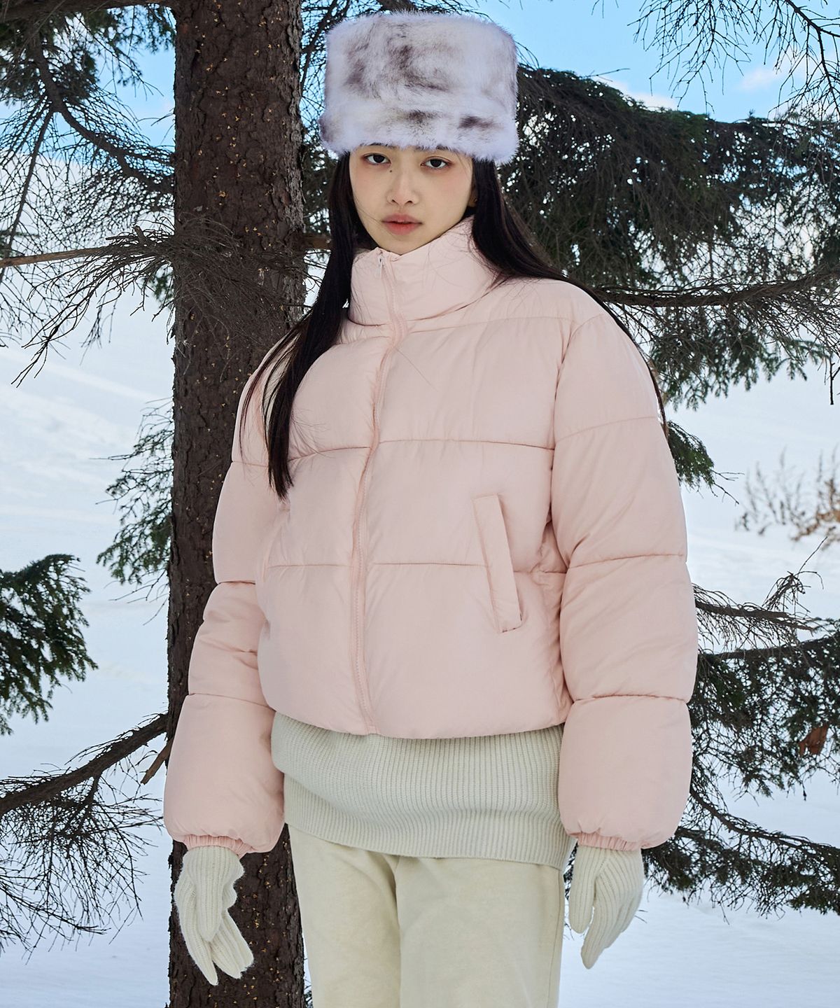 미니멀프로젝트(MINIMALPROJECT) 미니멀 글로시 크롭  푸퍼 숏패딩 MPJ109 [PINK]